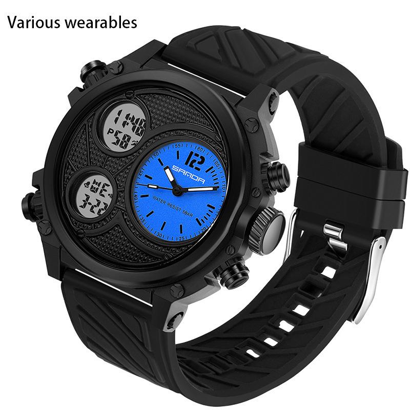 Новые спортивные часы для студентов, светящиеся в темноте, водонепроницаемые, тактические, молодежные, с двойным дисплеем, электронные часы