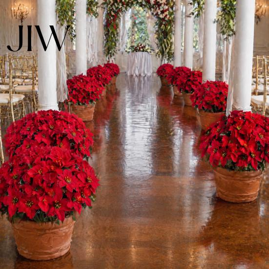 Artificial Poinsettia Flowers Flower Ornaments, Realistic Decorations, Fake Floral Garlands for Decor with Stake Holiday Party Supplies Christmas Tree
