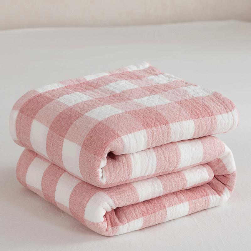 Blanket-Classic Heavyweight Soft Printed Plush Throw Blanket, Cozy and Fuzzy, Watercolor Plaid Blush
