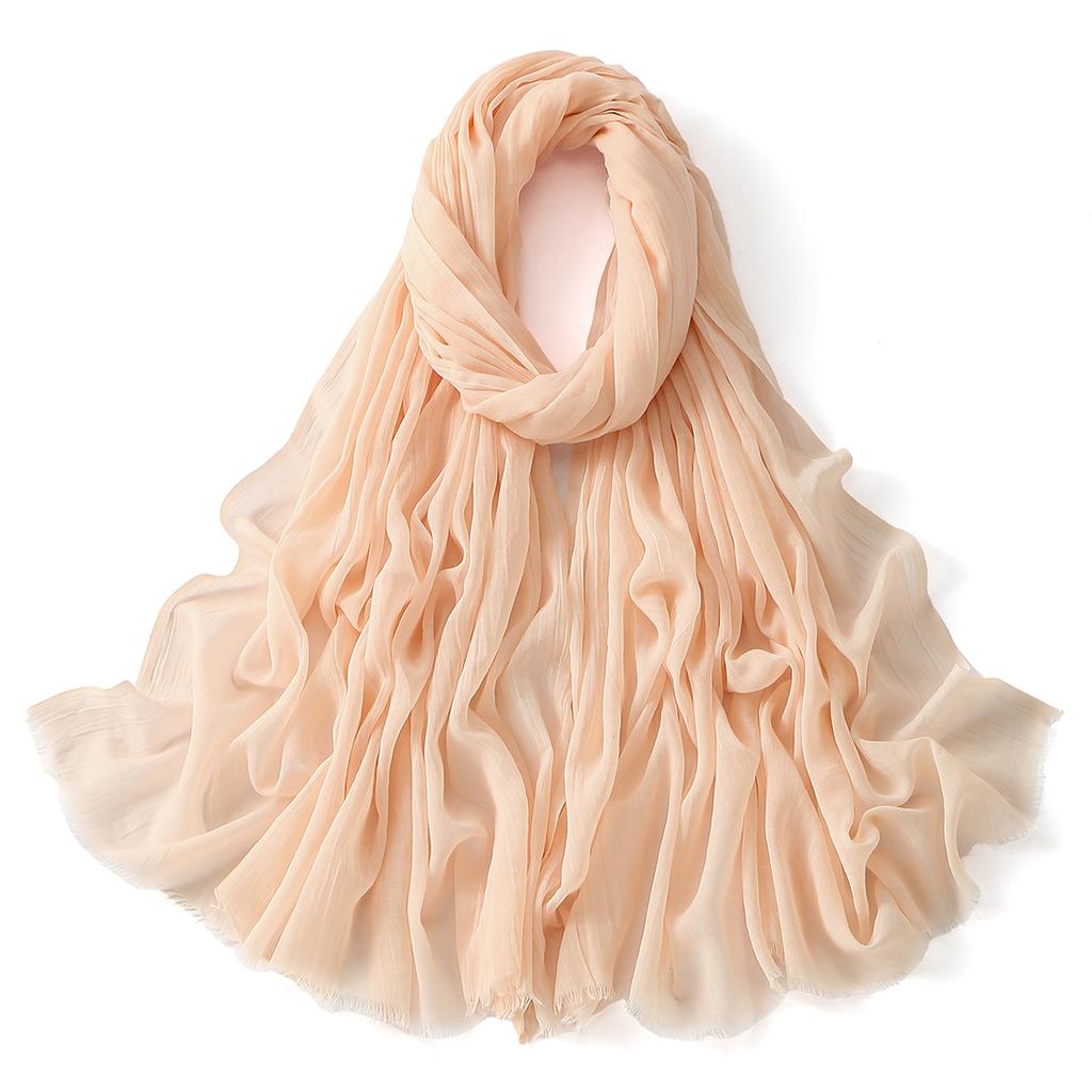 Muslim Cotton Rayon Hijab Solid Color Plain Scarf Women Soft Cotton Viscose Thin Voile Shawl Remove Edge Headscarf Turban