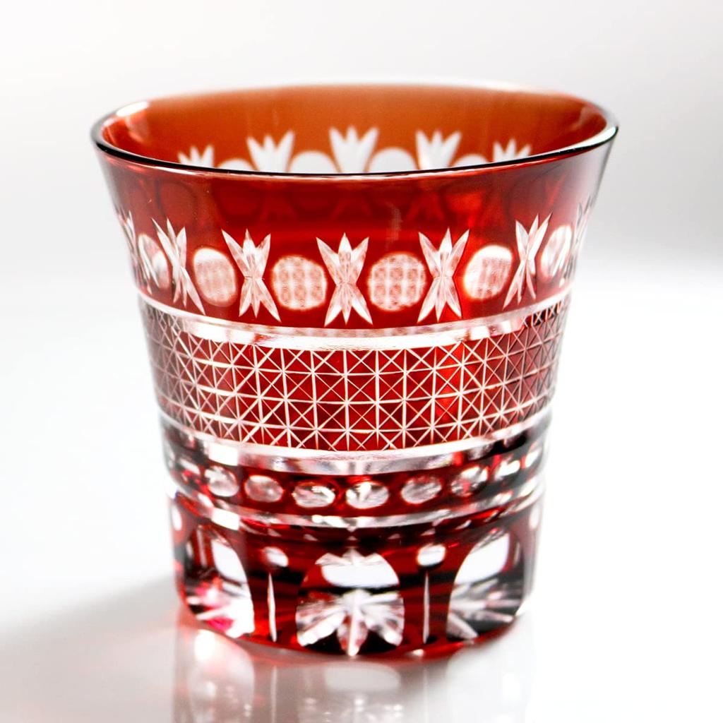 GREEM MARKET Изделия ручной работы с деревянной коробкой Изделия из стекла Стекло Кирико Чашка Стекло Шочу Стекло Кирико Номер продукта GMS00726 (красный)