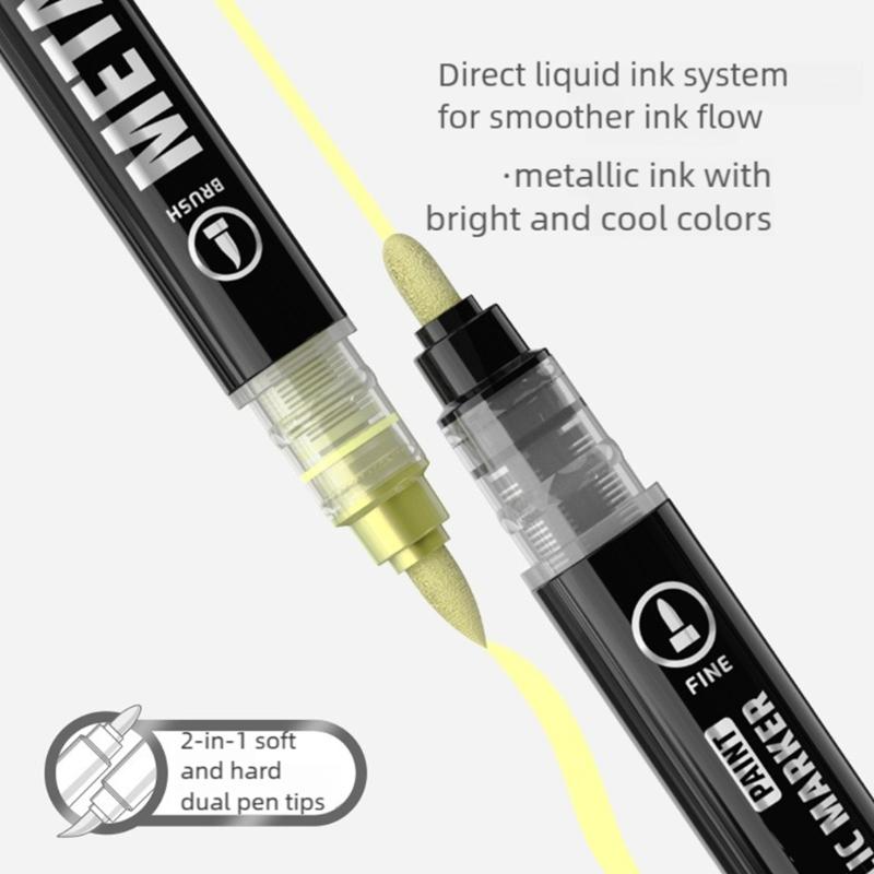 Двусторонний акриловый маркер Металлический маркер для рисования на бумаге Дереве Ткани Металле Камне Изготовление открыток Скрапбукинг