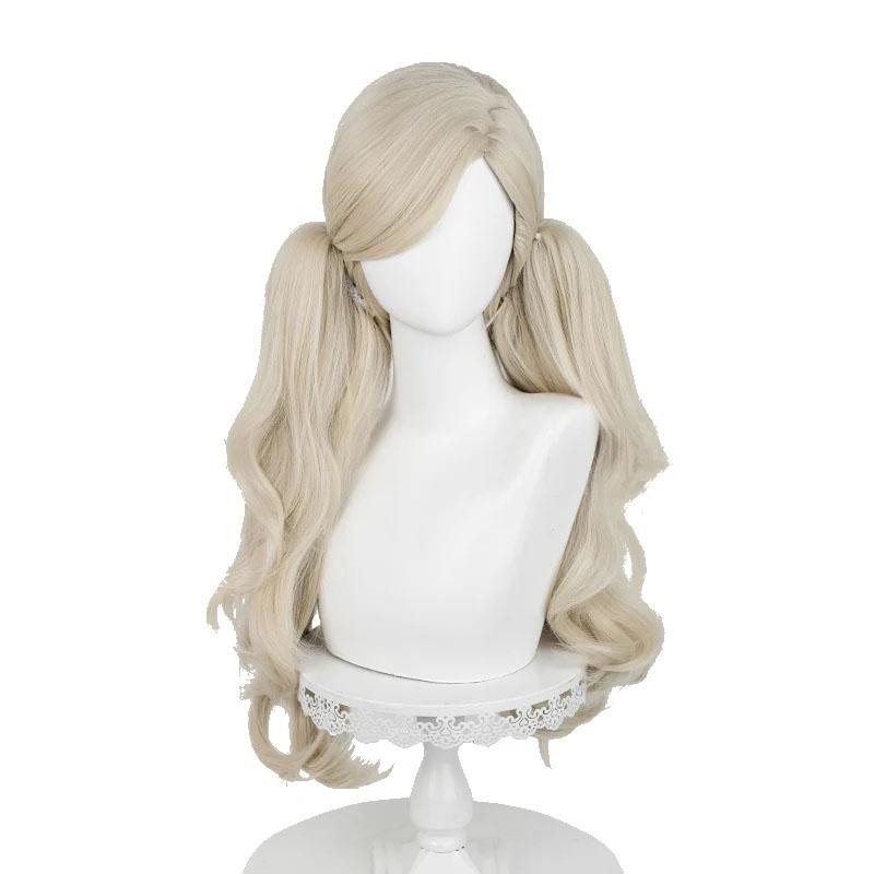 Аниме P5 Anne Takamaki Косплей Парик Светло-Льняной Золотой С Двойными Хвостиками Термостойкий Аниме Косплей Костюм Парик + Парик Кепка