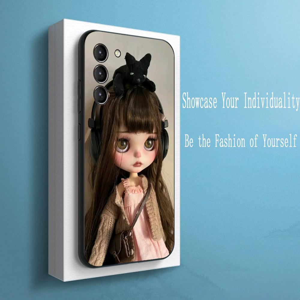 Blythe Милая кукла Модный дизайн узора Чехол для телефона Для Samsung Galaxy S26 S25 S24 S23 S22 S21 Plus Ultra Note20 Мягкий Черный