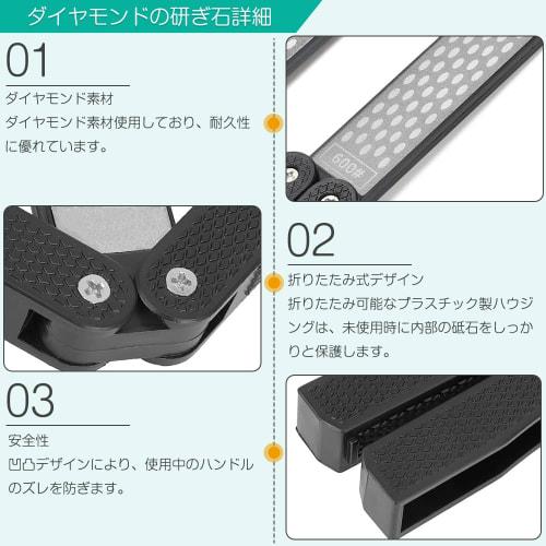 Folding Double-Sided Diamond Whetstone Set, Convenient Tool Sharpener for Resurfacing, Sharpening Knives, and Kitchen Scissors, Fan-Shaped and Folding