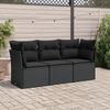 VidaXL Garden Lounge Set 3 Pcs with Cushions Black Braided Resin 3249044