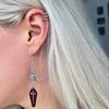 Готические Серебристый Цвет Летучая Мышь Красная Капельная Глазурь Форма Гроба Крест Рельефный Кулон Серьги-Подвески Соединитель Зажим для Мочки Уха Женские Украшения