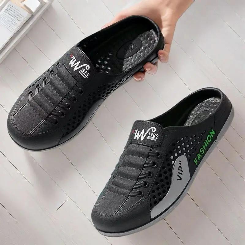 Fashion Website Sandals Man Hole Breathable Shoes Height 2025 Fashion Summer Sale Casual Adult Pvc Fun Y2k Low Price Slippers for Men