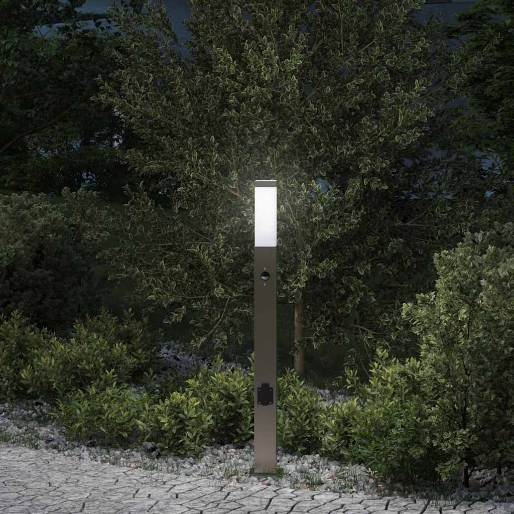 Bollard Light with Sensor & Socket 80 cm Stainless Steel IP44