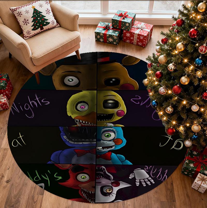 Five Nights at Freddy's Pattern Round Rug, Indoor/Outdoor Mat, for Picnic, Gameroom, Bedroom, Office, Living Room, Home Decor Carpet, Birthday Gift
