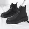 Мужская обувь весна новая толстая подошва боковая молния квадратный каблук ботинки хайтопы внешняя торговля мода универсальный британский стиль ботинки Мартин