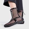 2025 женские новые сетчатые римские сапоги сексуальные короткие сапоги женские новые черные одинарные туфли туфли на плоской подошве