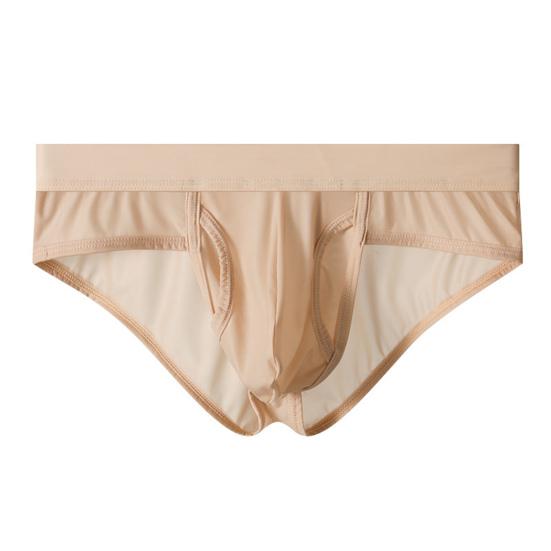 Men Briefs Mid-rise Side Opening Design Tight Cut Panties Solid Color Ice Silk Thin Perspective Breathable Smooth Underwear