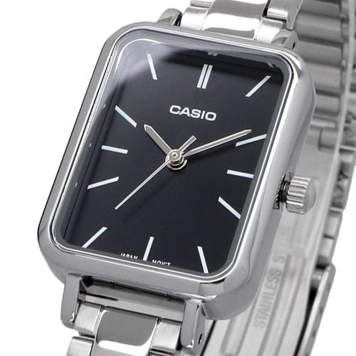 Casio Casio Standard Cheap Casio Women's Brass Metal Watch, Silver/Black, LTP-V009D-1E