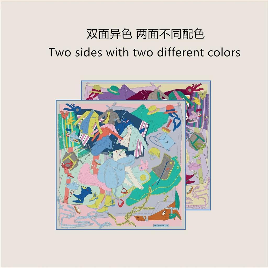 70CM Handmade Double-Side Printed Imitation Silk Scarf Roll Edge Luxury Pattern High Quality Women Scarf Wraps Echarpes Foulards