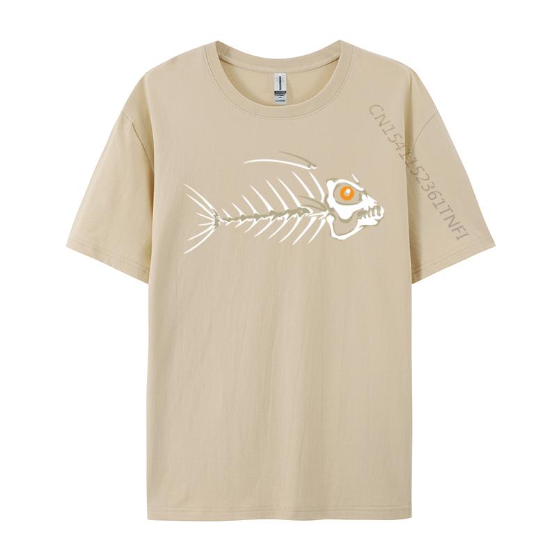 Fish Skeleton Bones Custom Plain Funny Luxury Designer T-Shirts Cotton T Shirt For Men Party Tee Shirts