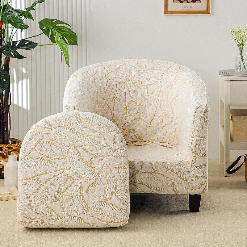 Stretch Chair Covers Leaves Jacquard Elastic Single Half Club Round Armchair Cover Sofa Slipcovers Furniture Protector New