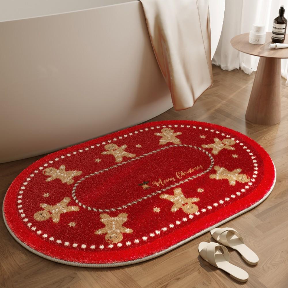 Christmas Cartoon Printed Floor Mat For Home Decor, Soft, Absorbent, Non-Slip And Dirt-Proof, For Bathrooms And Entrance
