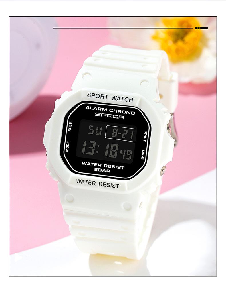 Sanda Multifunctional Waterproof Luminous Square Sport Watch - Fashionable Student Wristwatch