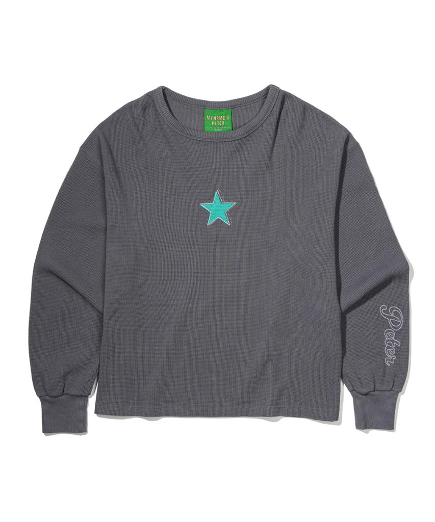 Футболка с длинным рукавом Star Waffle от Maineimijeupiteo - Серая