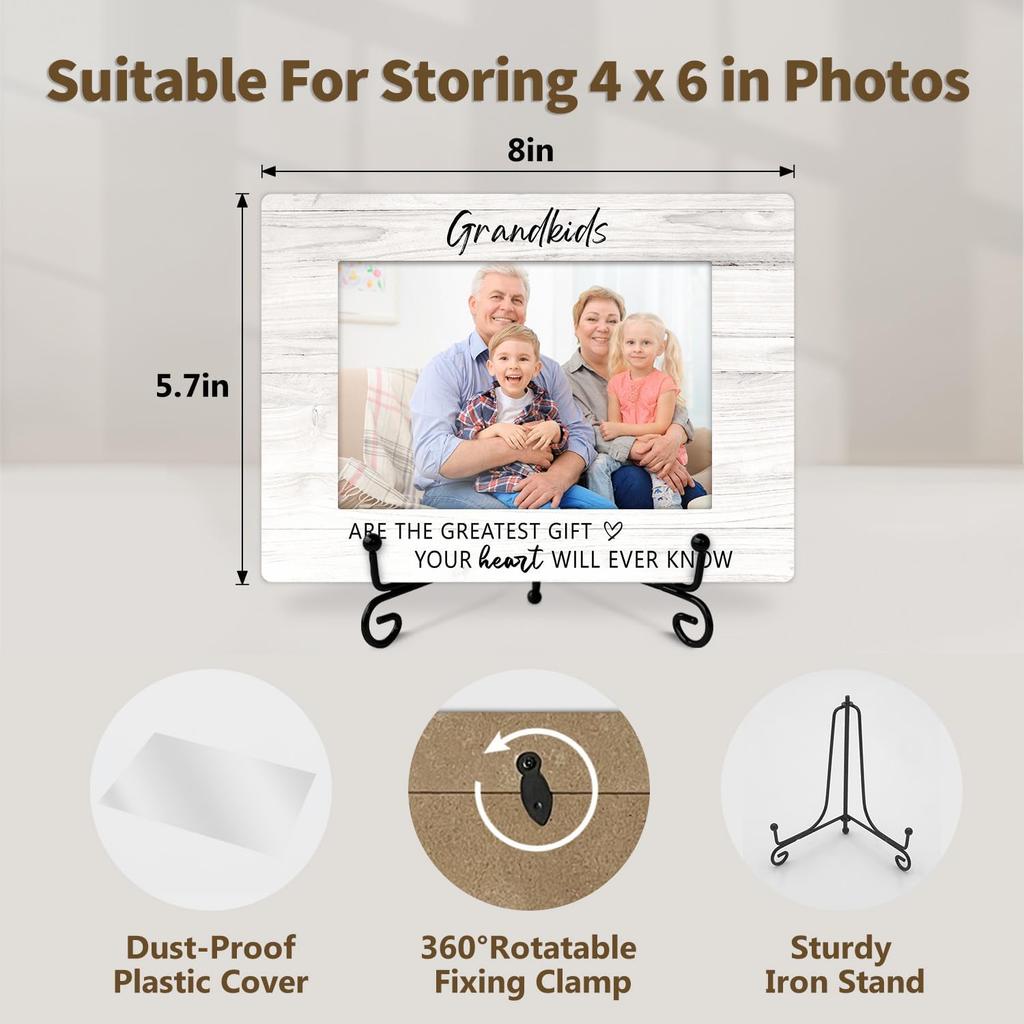 Grandkids Picture Frame, Grandchild Photo Frame for Grandparent, Family Gifts pirational Gifts for New Grandparents, 4x6 Wood Photo Frame, Home