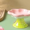 Керамическая миска для кошек с цветочным узором на подставке, миска для животных на высоких ножках, нескользящая, милая миска для кормления собак, поилка