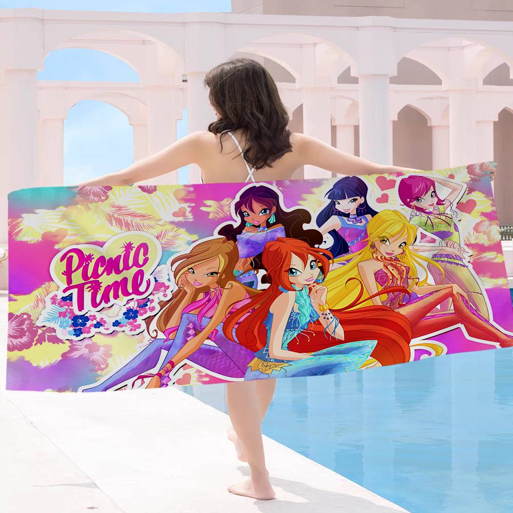 Girl-W-Winx Catoon Clubs Microfiber Beach Towel Absorbent Quick dry Soft Yoga Swimming Resort Mountain Climbing Towel