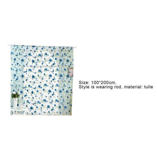 Romantic Bedroom Window Flower Pattern Sheer Curtain Drape Room Divider Home Decor