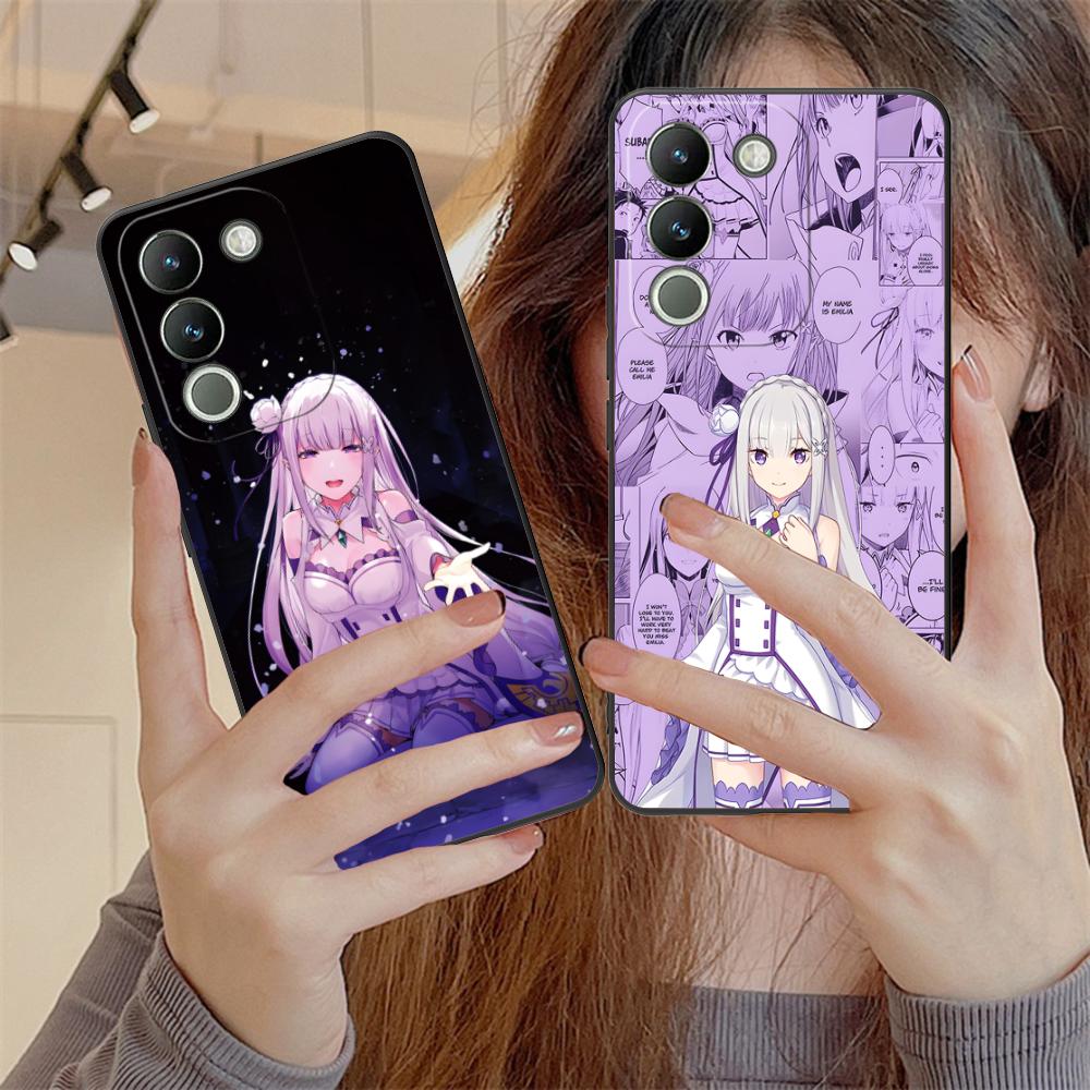 Чехол для мобильного телефона ReZero Emilia Waifu для VIVO V60 V50 V40 V30 V29 V27 V25 V23 Pro Lite 5G Цветной Печатный Чехол Красивый Роскошный