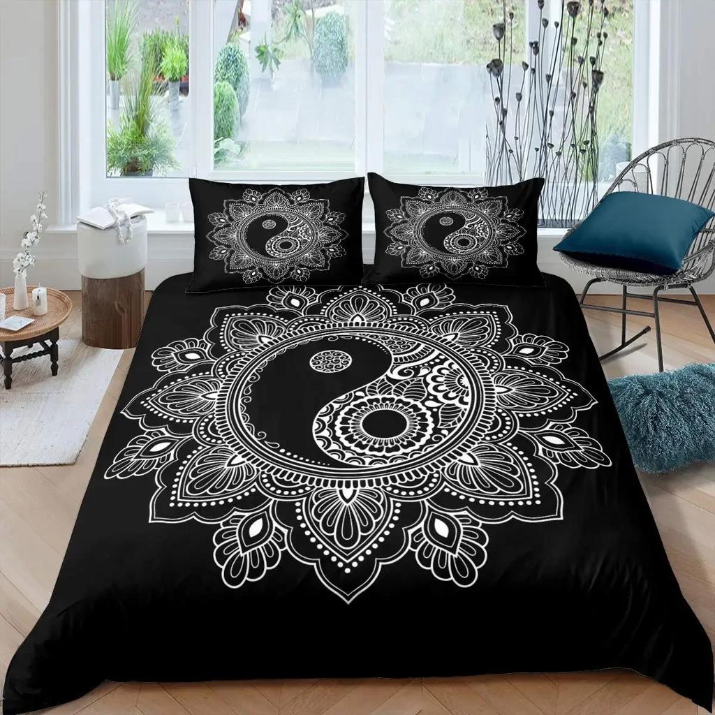 Комплект пододеяльников Инь-Ян в стиле бохо Trippy Art Twin Одеяло Gossip Traditional Ying Yang Theme King Size Полиэстеровое одеяло