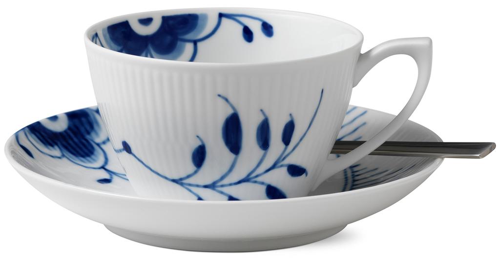 [Оригинальный импорт] Royal Copenhagen Синий Цветочный Мега Чашка с Блюдцем 280 мл 1017335 Белый - Свадебный Подарок