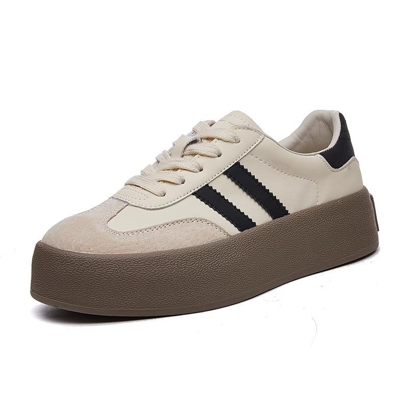 Женские туфли в стиле ретро, ​​туфли на толстой подошве, повседневные спортивные белые туфли