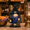 Halloween Table Decorations Wooden Gnome Figurine, Faceless Ghost Pumpkin Witch Stable Base Decor Ornament for Shelf Table, Rustic Party Centerpiece