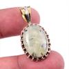 Natural Prehnite Gemstone 925 Solid Sterling Silver Two Tone Pendant 1.5" D2t72