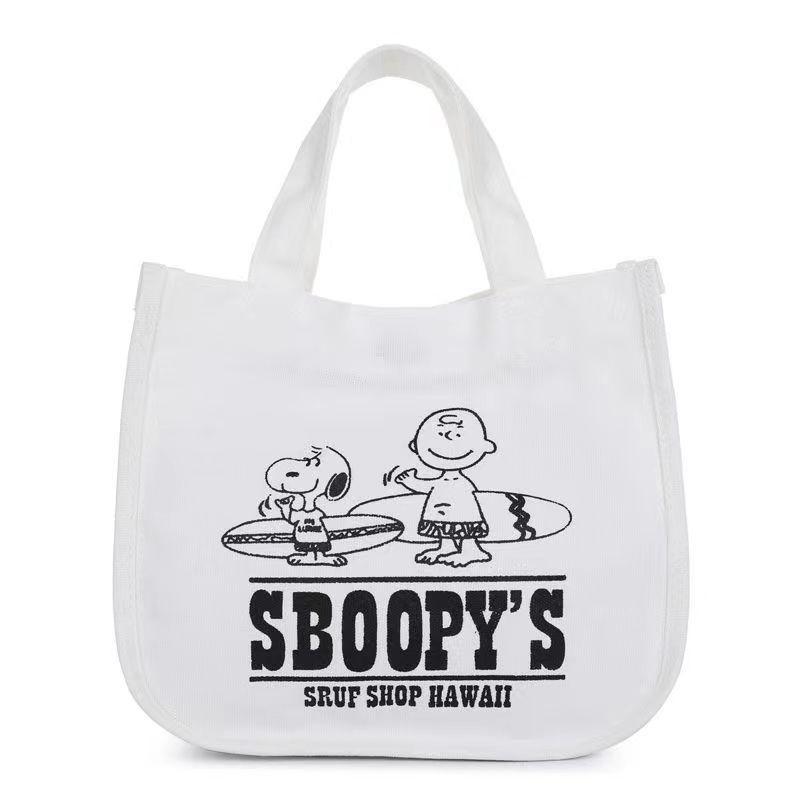 Женская модная холщовая сумка-тоут Snoopy - Большая вместимость, портативная ручная коллекция