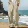 Spring Summer Leisure Breathable Pants Mens Seaside Beach Casual Solid Color Linen Trousers Men Fashion Lace-up Losoe Pants