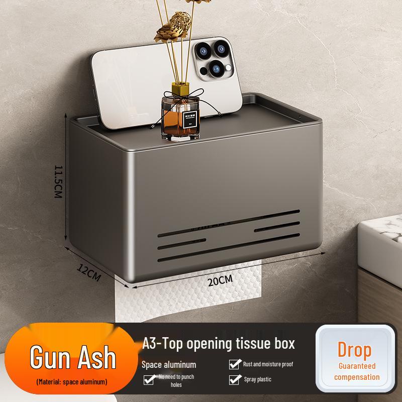 Настенный держатель для салфеток и полотенец без сверления, цвет оружейный серый