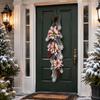Gold Powder Christmas Wreath Artificial Poinsettia Fake Flower Wreath  Holiday Decoration