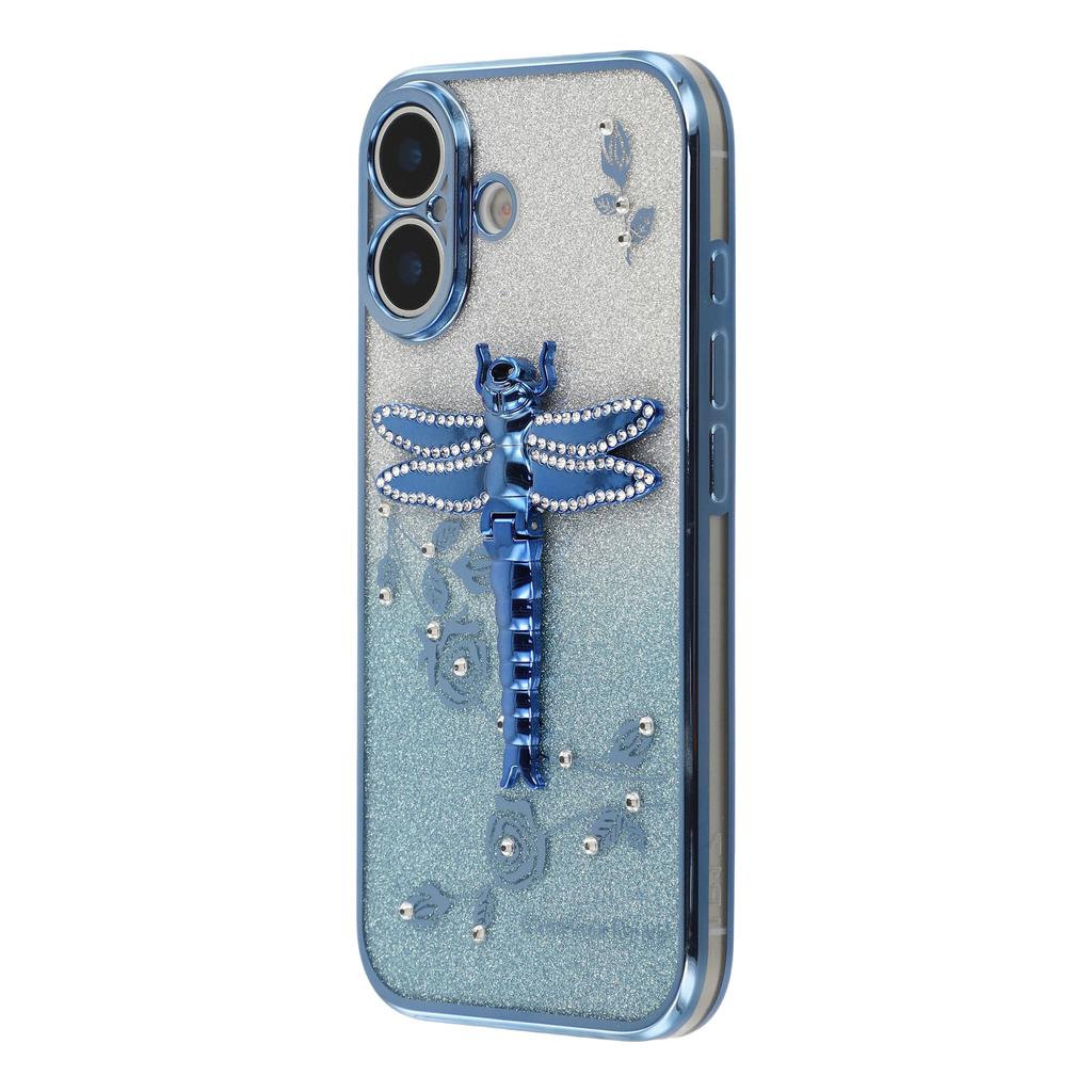 KADEM For iPhone 17 Case Dragonfly Kickstand TPU Flowers Glitter Phone Cover