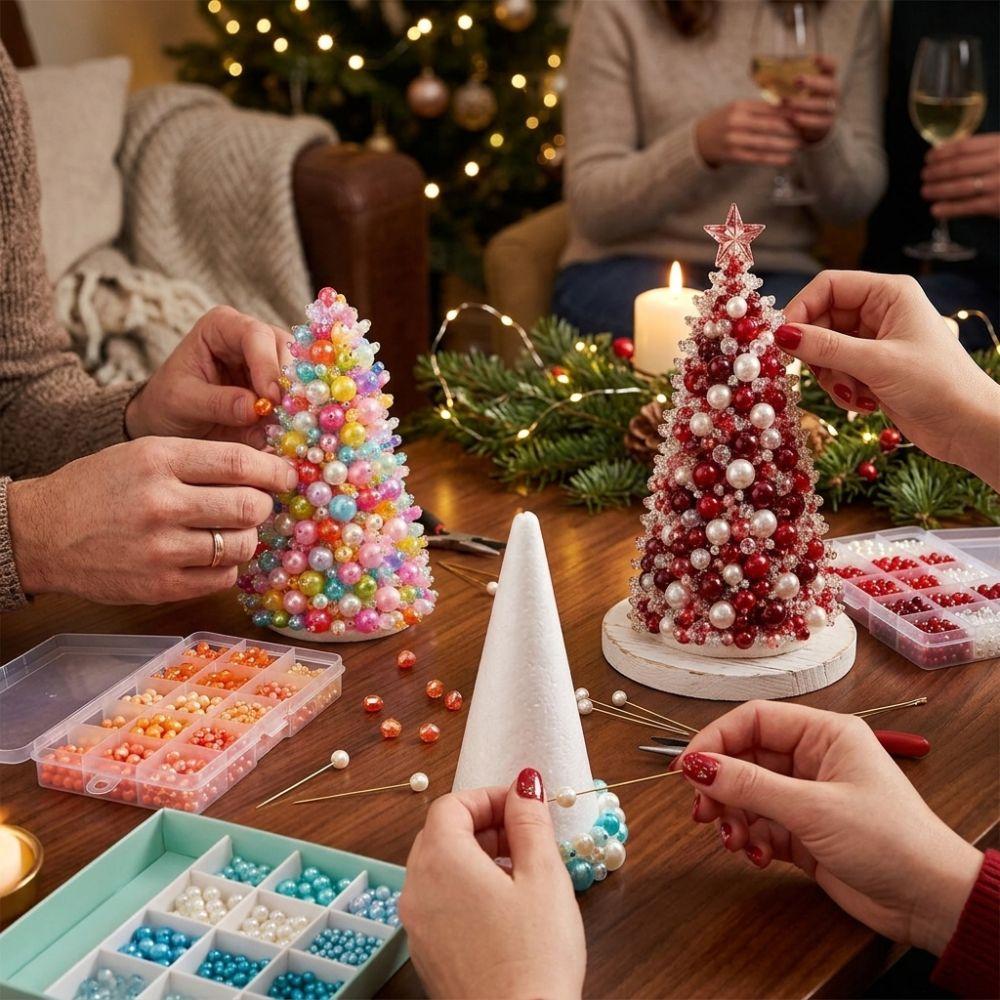 Educational Dreamy Beaded Christmas Tree DIY Kit Sparkling Mini Bead Weaving Set Beginner-Friendly