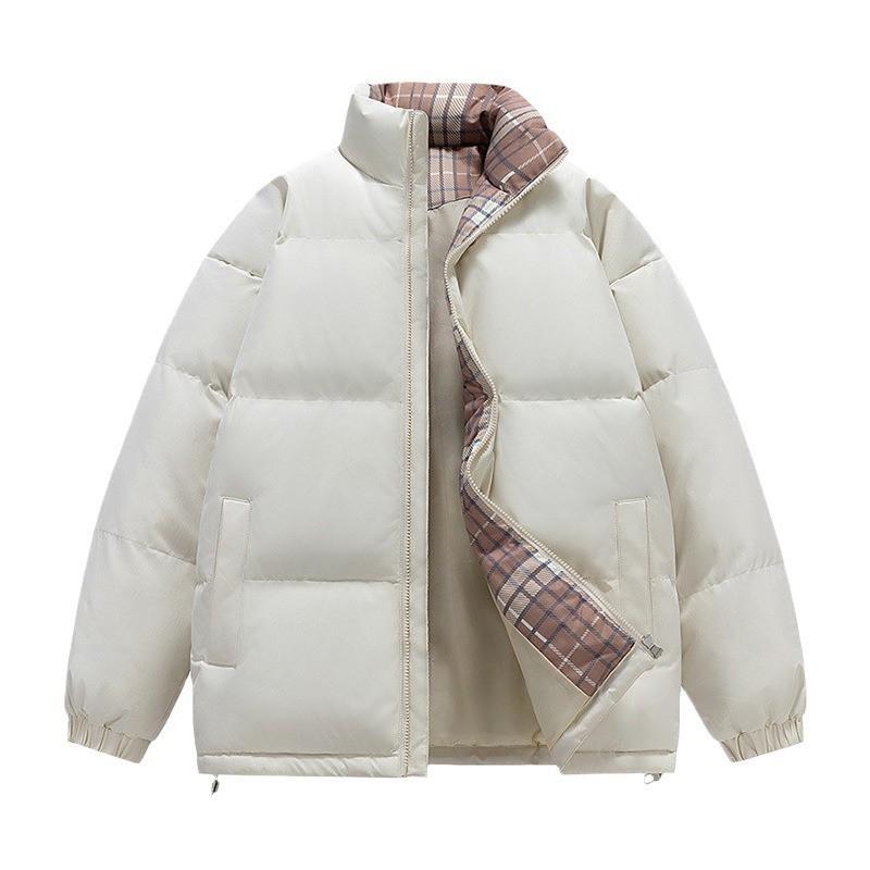 Unisex Winter Cotton Padded Jacket Thick Warm Loose Fit Stand Collar Hooded Casual Coat Men Women Teens