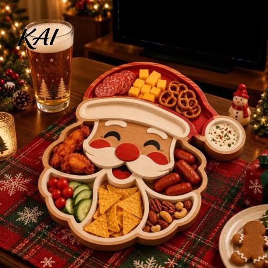 Holiday Food Platter for Parties Christmas Snack Serving Tray, Divided Appetizer Platter, Cute Snowman/Tree/Penguin/Cow Shaped Display Stand