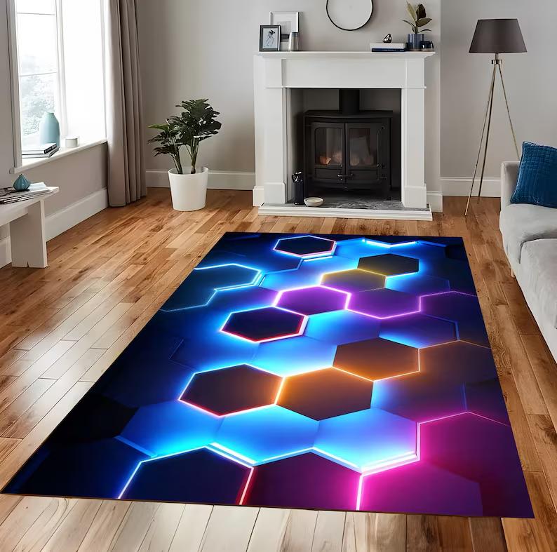 Gamer Rug PC Game Controller Pattern Carpet for Bedroom Living Room Play Area Indoor Outdoor Rug Door Mat Cool Decor Boys Girls