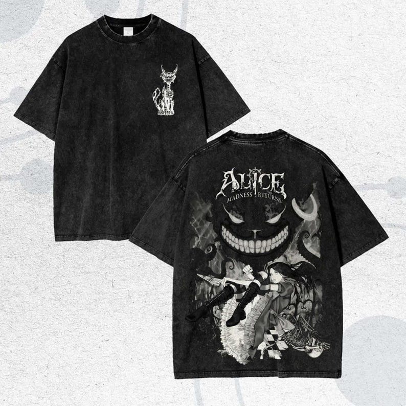 Alice Madness Returns Стирка Футболка личность Одежда Подходит для всех сезонов Большой Размер Унисекс Уличная одежда высокое качество мягкий