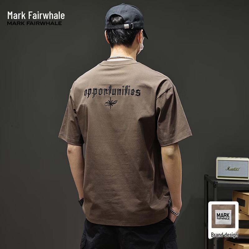 Mark Fairwhale Мужская футболка с вышивкой букв из ледяного шелка с коротким рукавом