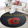 Custom Name,Calgary Flames pattern round rug,Carpet Rug for Living Room Bedroom Playroom ,Non-slip Floor Mat,Holiday Gifts and Birthday Gifts.