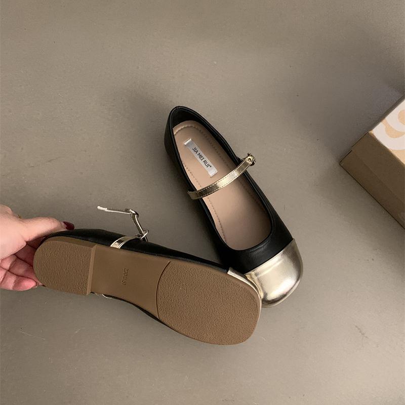 Модные 2024 новые женские туфли на плоской подошве, модные женские балетки с круглым носком и мелкой пряжкой, модельные балетки на мягкой плоской подошве