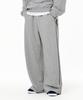 MOZMOZ [Set] Blurring Stitch Raglan Oversized Sweatshirt + Stitch Wide Training Pants Gray