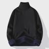 Men's Solid Color High Collar Fleece Sweater - European & American Casual Pullover Jacket for Autumn/Winter