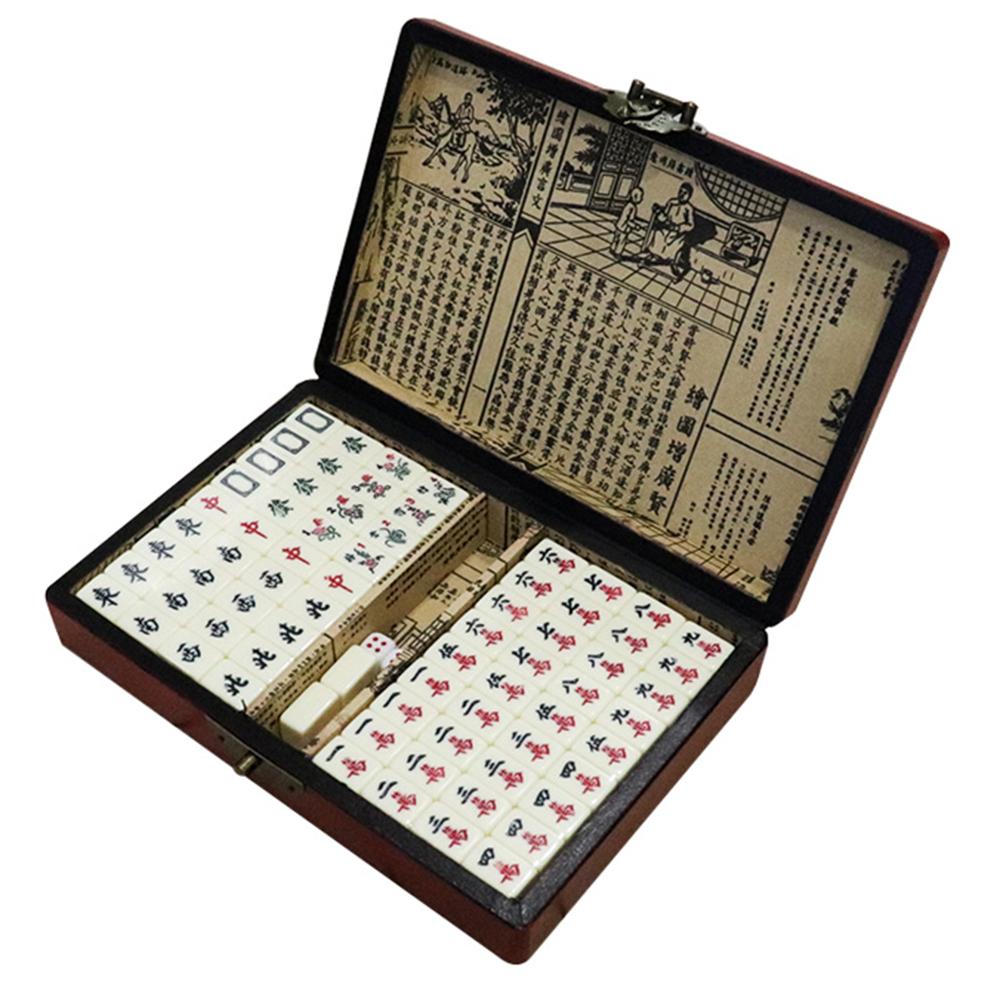 Chinese Numbered Mahjong Set 144 Tiles Mah-Jong Set Portable Chinese Toy With Box Fiber Board Mahjong Board Game For Fun Camping